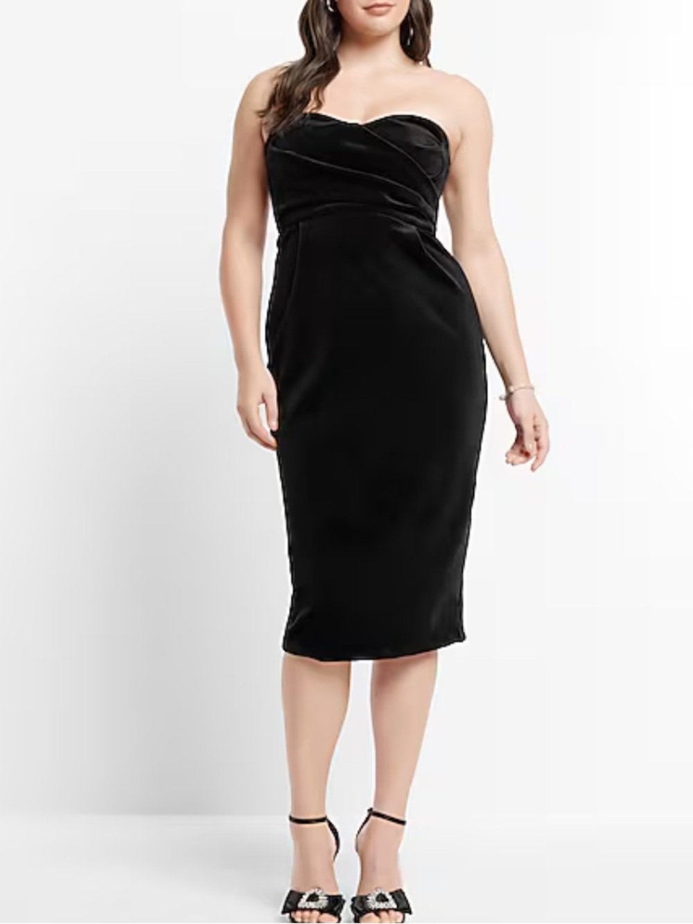 Express Strapless Black Velvet Sheath Dress size medium